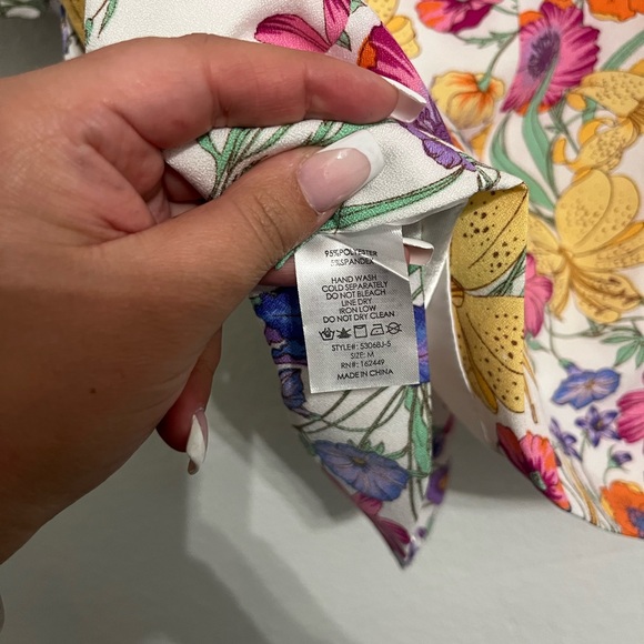 Milk & Honey Floral Chiffon Blazer Jacket White Multi Medium Open Front - Picture 5 of 6